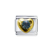 Quiges - Schakel - Bedel - 9mm - charms - Blauw Zirkonia Hart - Geschikt voor - Nomination- armband - Schakelarmband - italy bedels armband