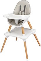 Chaise haute pour tout-petit - Chaise haute en bois pour tout-petit - Chaise haute et table - Chaise haute pour tout-petit en bois - Grijs - 15Kg