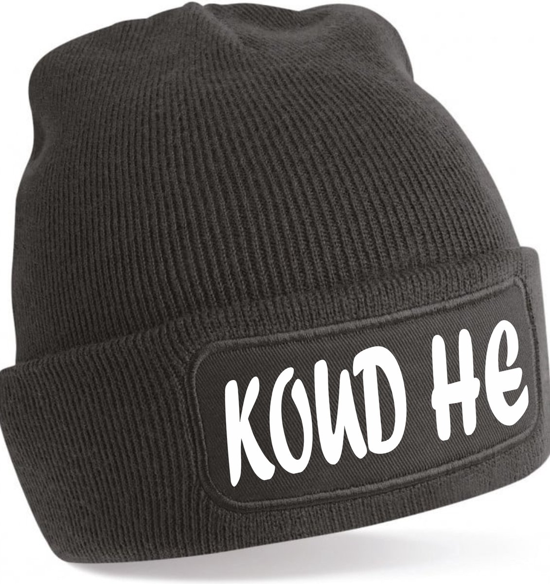 Koud He muts - Zwart - Beanie - One Size - Uniseks - Grappige tekst -Wintersport - Aprés ski muts- Wintersport - warme muts - muts met leuke tekst