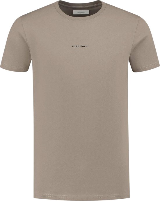 PURE PATH Pure Logo T-shirt Polo's & T-shirts Heren - Polo shirt - Taupe - Maat XL