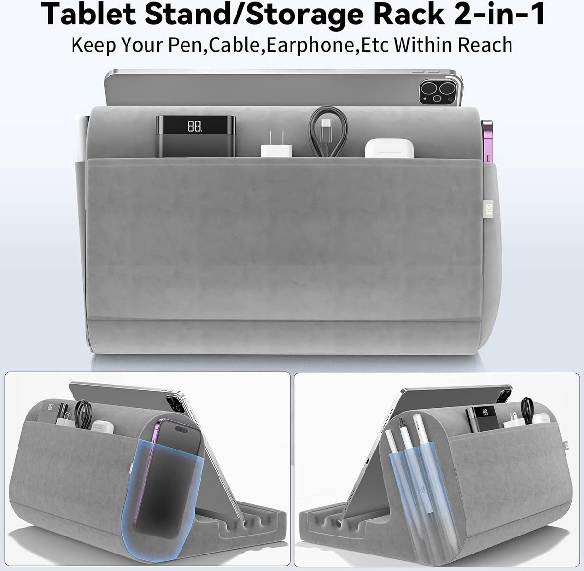 Support Tablette Coussin Réglable 360° – Pour Lit, Canapé, Genoux – Compatible 4 à 13 Pouces - 5