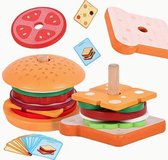 Houten Montessori Speelgoed - Stapelbare Hamburger en Sandwich - Motoriek Speelgoed - Educatief Speelgoed - Vanaf 3 Jaar