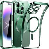 Magnetic Clear Silicone hoesje met geïntegreerde Camera Lens Protector - schokbestendig [Magsafe Magnetische Ring Case] - groen - Geschikt voor iPhone 15 pro max