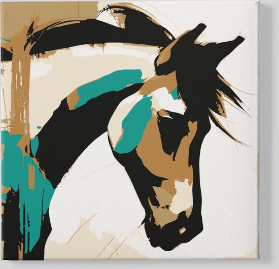 Canvas Schilderij - Abstract - Paard - Dieren - 100x100x2 cm