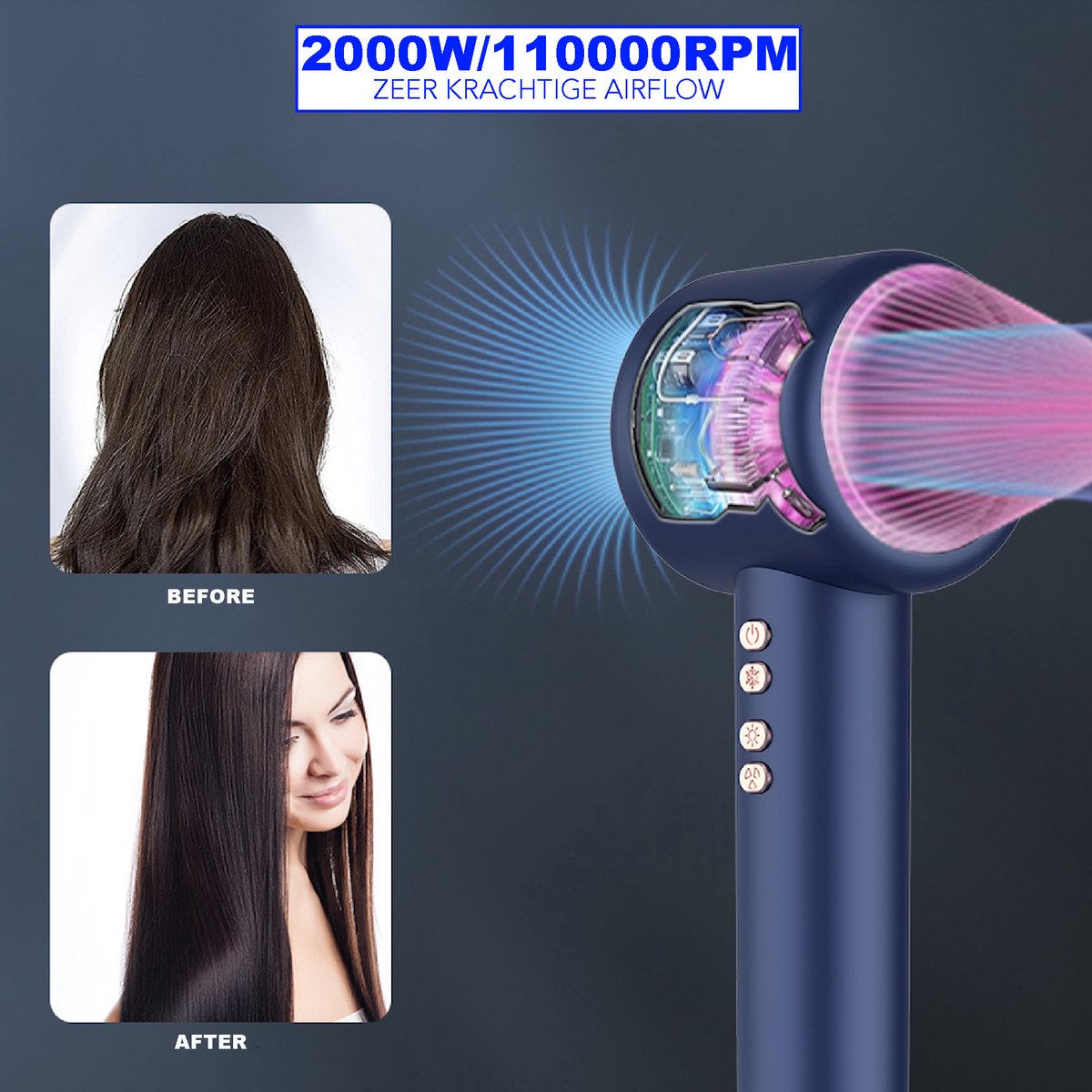 Föhn met Diffuser - Haar Drogen - Snel Drogen - Ionische - afbeelding 2