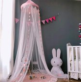 bedluifel muggennet gordijn voor baby's en kinderen met lichtgevende sterren, bedhemel, net, prinses, bedtent, decoratie, roze