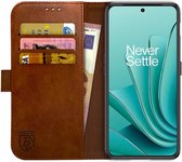 Rosso Element Book Case Wallet Hoesje Geschikt voor OnePlus Nord 3 | Portemonnee | 3 Pasjes | Magneetsluiting | Stand Functie | Bruin