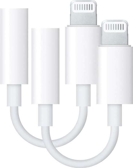 2x Jack Aux geschikt voor iPhone - 8-pins naar 3,5 mm adapter - Geschikt voor lightning - Verloopstukje voor audio oortjes - Audio kabel