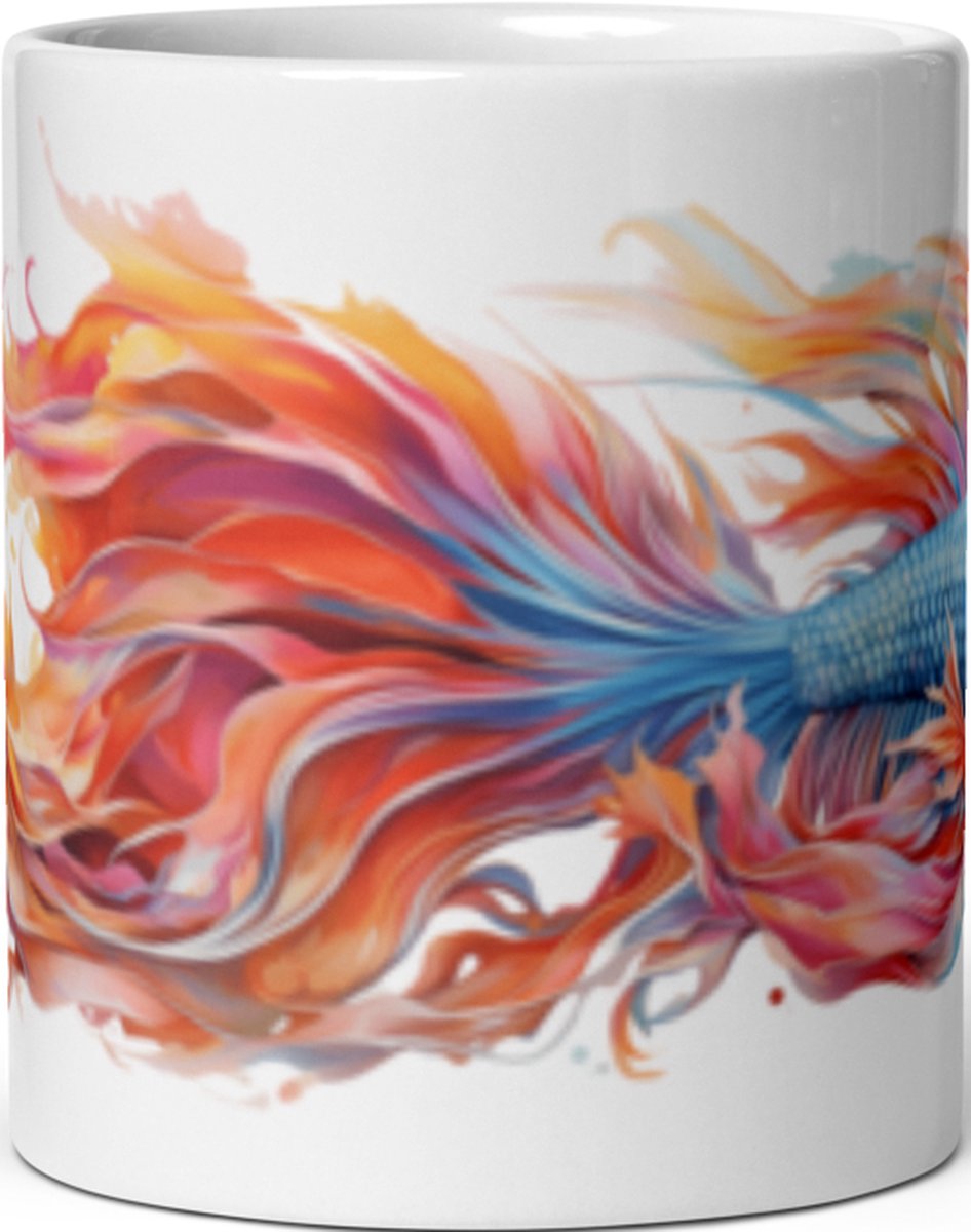 Siamese Fighting Fish - Koffie & Thee Mok 325 ml| koffiemok cadeau| | Theemok cadeau| Mok cadeau| Koffie Beker| Thee Beker| Koffie Kop| Thee Kop| Siamese Vecht Vis| Siamese Kempvis Mok| Vissen Mok