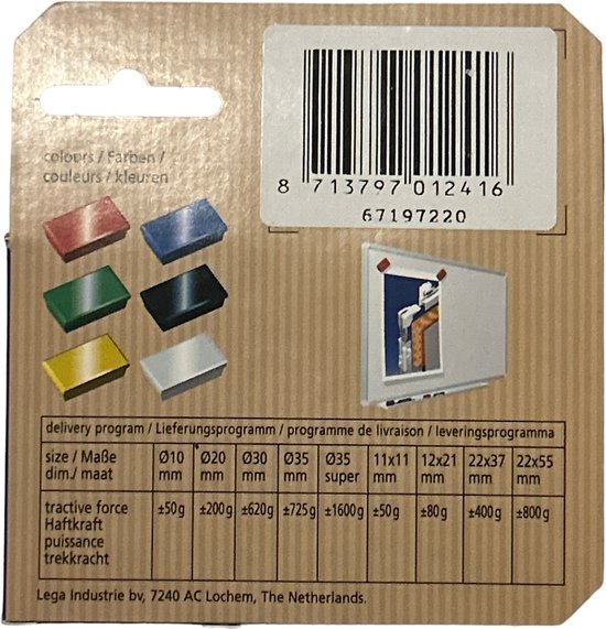 Aimants Lega 12x21mm noirs - 6 x 10 pièces