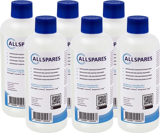 AllSpares Vloeibare Ontkalker (6x 500ml) voor Koffiemachines geschikt voor...