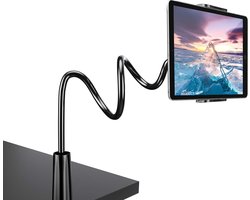 Zwanenhals Tablethouder,Tablethouder - Flexibele Verstelbare Arm in bed voor Ipad/Mobiele Telefoon/Switch/Samsung Galaxy Tabs/Kindle Fire HD etc., 76cm totale lengte - Zwart