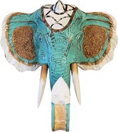Houten handgesneden olifantenkop - ibiza stijl - handgemaakt in bali