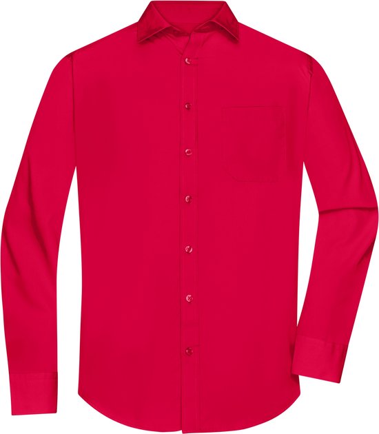 James and Nicholson Blouse Heren Met Lange Mouw - Overhemd Heren - Valentijn - Valentijnsdag - Valentijnsdag Voor Mannen - Valentijn Cadeautje Voor Hem - Vaderdag - (Rood Maat XXL)