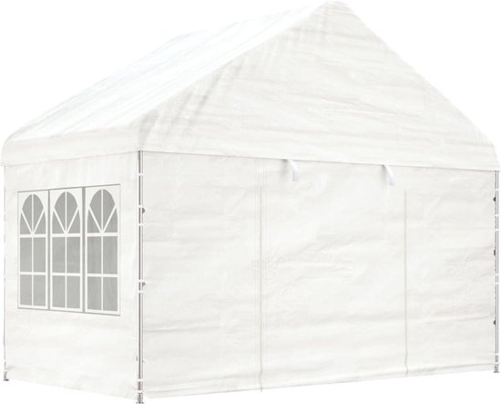 vidaXL Tonnelle avec toit Blanc 4,08x2,23x3,22 m Polyéthylène
