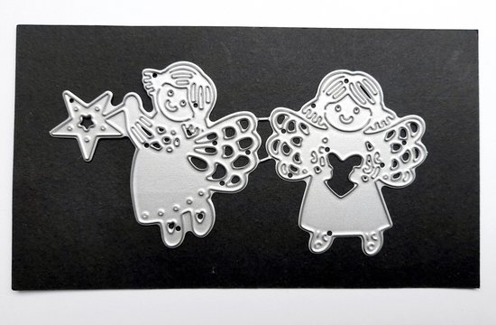 Metalen snijmal - engelen- 2 figuurtjes - engeltjes - kerst - stans mes - embossing - scrapbooking - kaarten maken