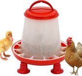 UniEgg® Voersilo met poten | 6 KG | inclusief deksel en handvat (Rood) | Voor diverse pluimveesoorten, waaronder kippen, kwartels, eenden, duiven, kalkoenen en pauwen.