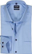 OLYMP modern fit overhemd - structuur - lichtblauw - Strijkvrij - Boordmaat: 39