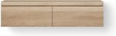 Looox Wood collection Wooden Drawer BoX ladenkast met 2 laden 160x45x46cm met softclose eiken old grey