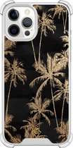 Casimoda® hoesje - Geschikt voor iPhone 12 Pro Max - Palmbomen - Shockproof case - Extra sterk - TPU/polycarbonaat - Zwart, Transparant