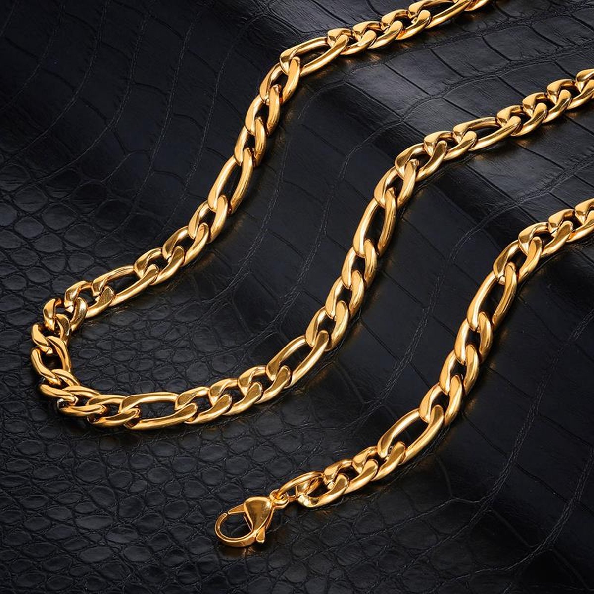 Figaro Ketting Goud kleurig - Staal - 4,5mm - Kettingen Heren Dames - Schakelketting - Papa Cadeau Voor Mannen - Vaderdag