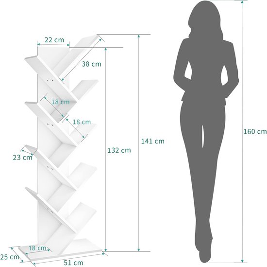 Boomboekenplank, staande boekenplank, rustieke industriële houten