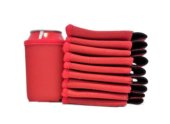 10 x bier – frisdrank blik koelhoud hoesje in rood |bierblik hoesjes | Festival | Vakantie | Strand | Carnaval