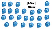 200x Super kwaliteit ballonnen metallic blauw 36cm - Ballon themafeest party evenement