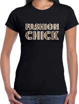 Fashion Chick slangen print tekst t-shirt zwart dames - dames shirt Fashion Chick slangen print XS