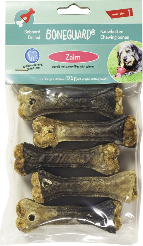 Boneguard Kluif Zalm - Hond - Voor Boneguard maat 0 en 1 - 10 cm - 5 stuks