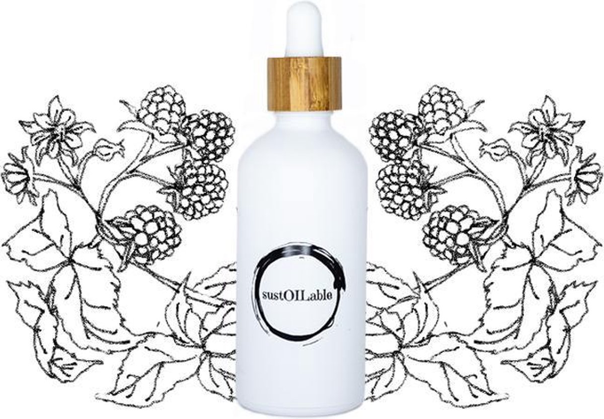 Frambozenpitolie - glazen pipet flesje 100ml (navulbaar en plasticvrij verpakt) - vegan - dierproefvrij en zonder chemische toevoegingen - Frambozenpit huidolie