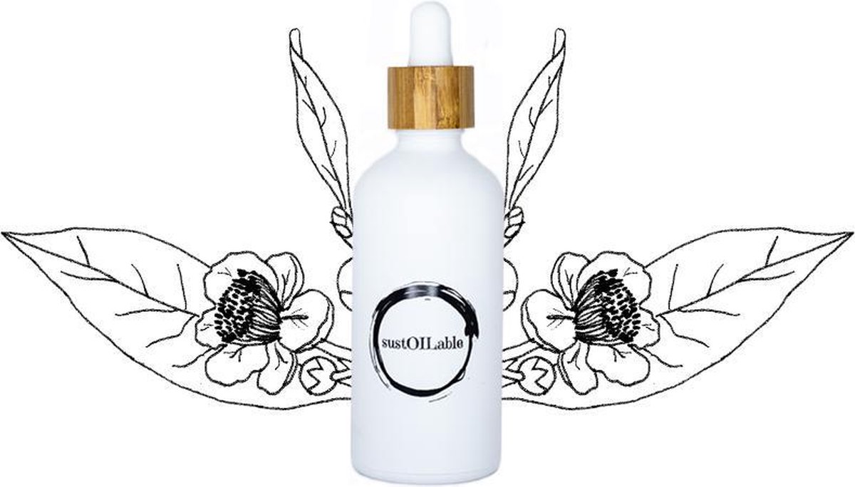 Camellia olie - glazen pipet flesje 100ml (navulbaar en plasticvrij verpakt) - vegan - dierproefvrij en zonder chemische toevoegingen - camellia huidolie