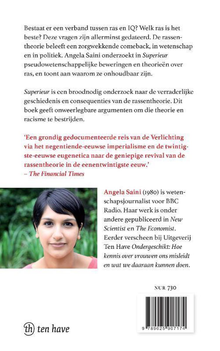 Boekomslag van Superieur met een foto van Angela Saini.
