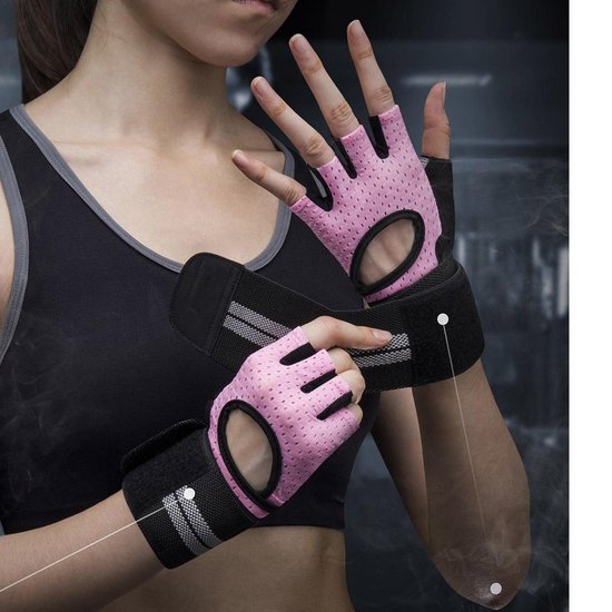 DURA Fitness Gloves - Dames Fitness handschoenen - Gewichthefhandschoenen - Sporthandschoenen - Fit Sport - Roze - S - dura