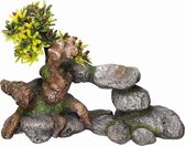 Nobby aqua deco bonsai groen met rotsstenen 19 x 9 x 13 cm - 1 ST