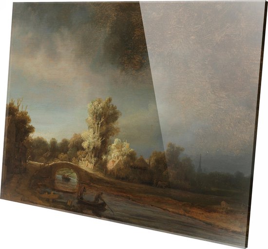 Paysage avec pont de pierre | Rembrandt van Rijn | vers 1638 | Plexiglas | Décoration murale | 60 cm x 40 cm | Peinture | Maîtres anciens | Photo sur plexiglas