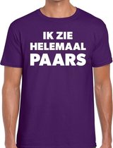 Ik zie helemaal paars tekst t-shirt paars heren S