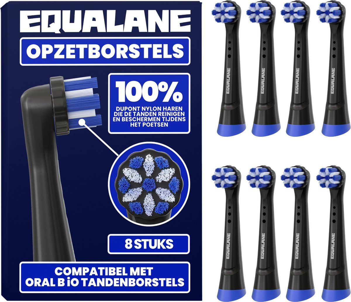 Opzetborstels geschikt voor Oral-B iO - Universele Opzetborstels - Normale Borstelharen - Zwart - 8 Stuks