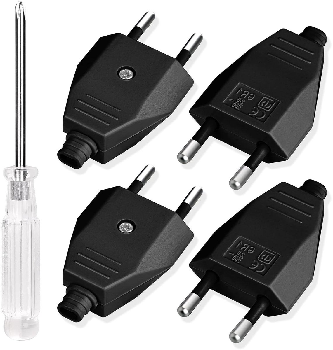 Provento- 4 stuks platte eurostekkers 250V 25A voor huishoudelijke apparaten - Compact en veilig ontwerp
