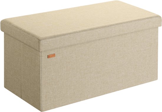 Banc Casaria avec rangement - 80x40x40cm 100L Look lin - Beige