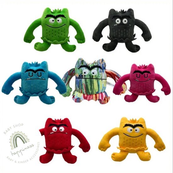 Kleurenmonster knuffels - set van 7 knuffels als cadeau voor een kind van 3