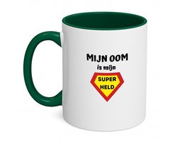 Hacebo® - mijn oom is mijn superheld koffiebeker donker groen - Oom - super oom - thee mok - koffie beker - verjaardag - cadeautje voor oom - oom artikelen - kado - geschenk - koffiemok - 350 ML inhoud