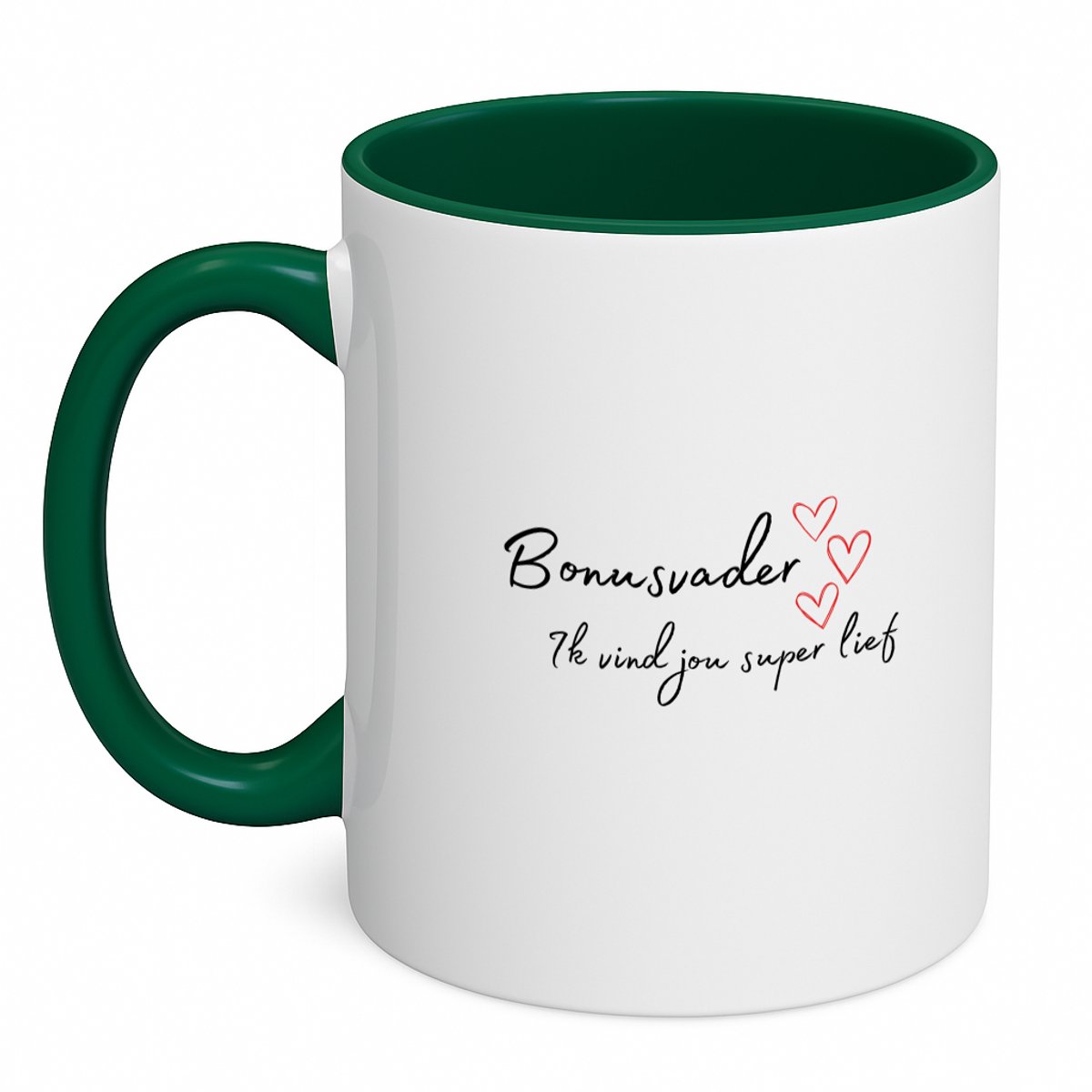 Hacebo® - bonusvader ik vind jou super lief koffiebeker donker groen - Papa - de liefste bonusvader - thee mok - koffie beker - vader cadeautjes - vaderdag - verjaardag - geschenk - kado - koffiemok - 350 ML inhoud