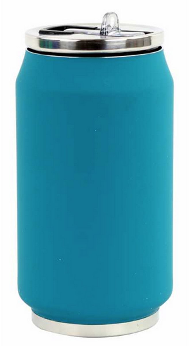 Yoko Design Isolerende drinkfles 280 ml Soft Touch met rietje - RVS Soft Touch blauw eend