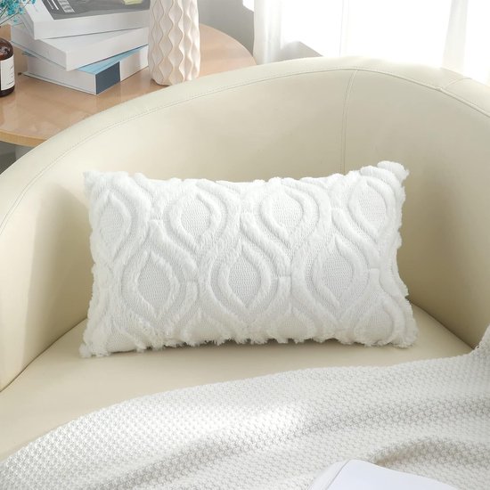 Artoid Mode Set van 2 kussenslopen van imitatiebont, beige, konijnenoren, 45 x 45 cm, pluche fluweel, bankkussen, sierkussensloop, slaapkamerdecoratie