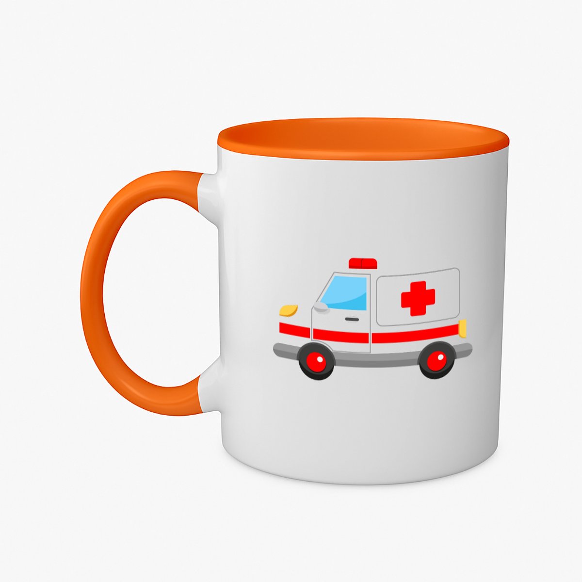 Hacebo® - Ambulance koffiebeker oranje - Auto - Ambulance medewerkers - thee mok - koffie beker - Zorgmedewerkers - hulpdiensten - ziekenwagen - koffiemok - 350 ML inhoud