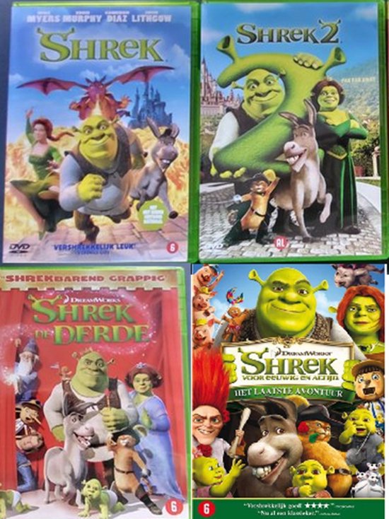 Omslag van Shrek 1 - 2 - 3 - 4 DVD + Kerst & 3D