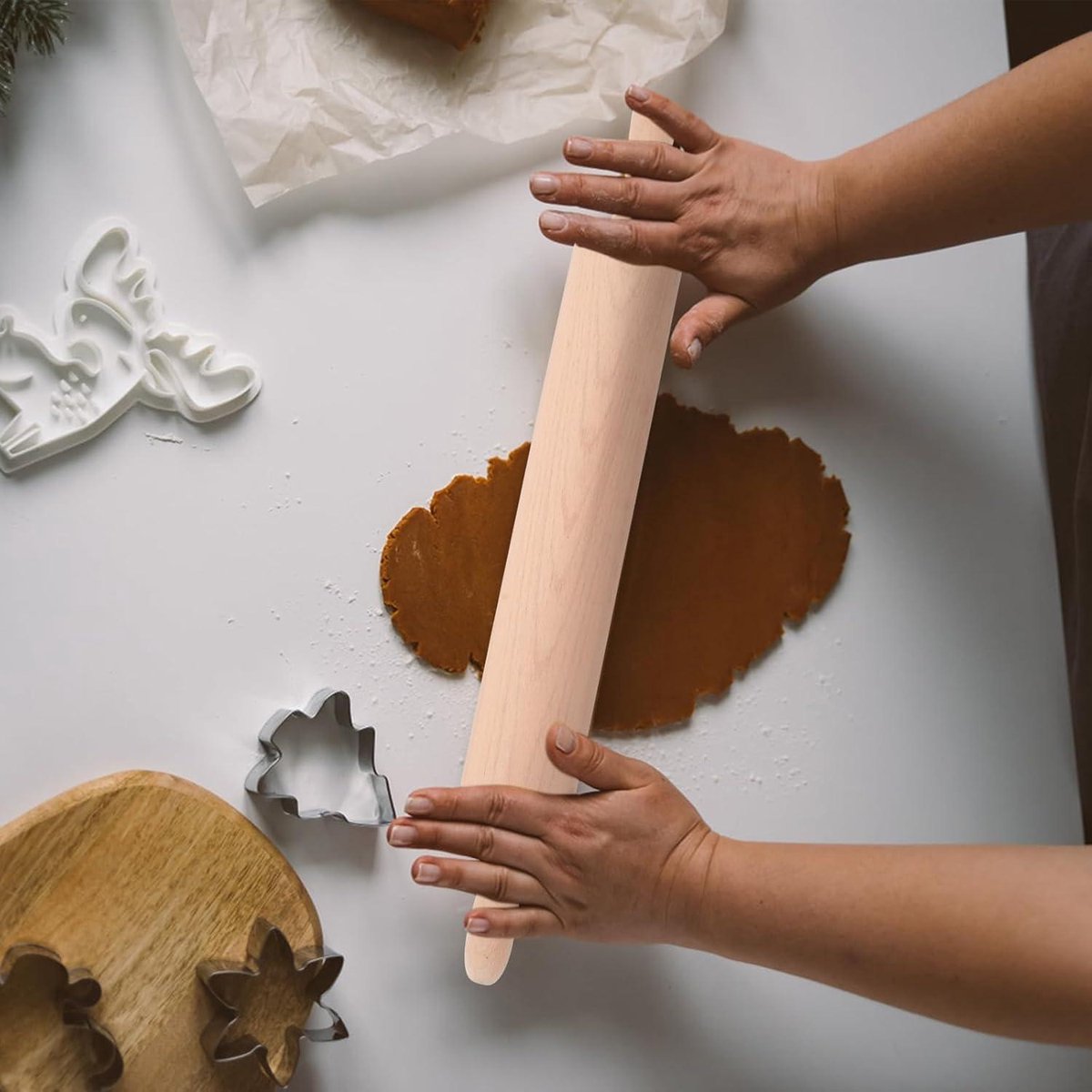 IPEA Deegroller van hout met handgrepen, 44 cm x 4 cm