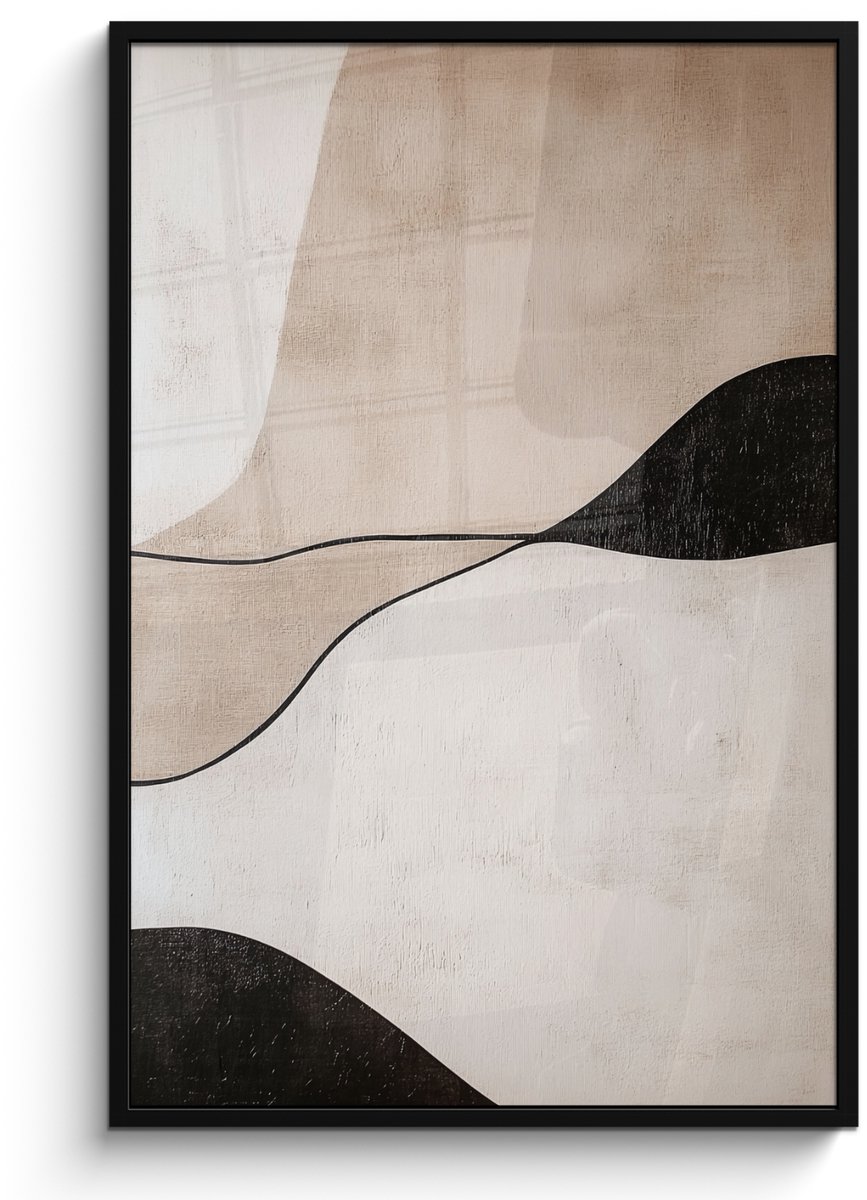 FrameYourWall Poster in lijst - Fotolijst 80x120 cm - Posters - Contourlijnen - Abstracte landschap - Posterlijst zwart - Decoratie - Wanddecoratie woonkamer - Muurdecoratie slaapkamer