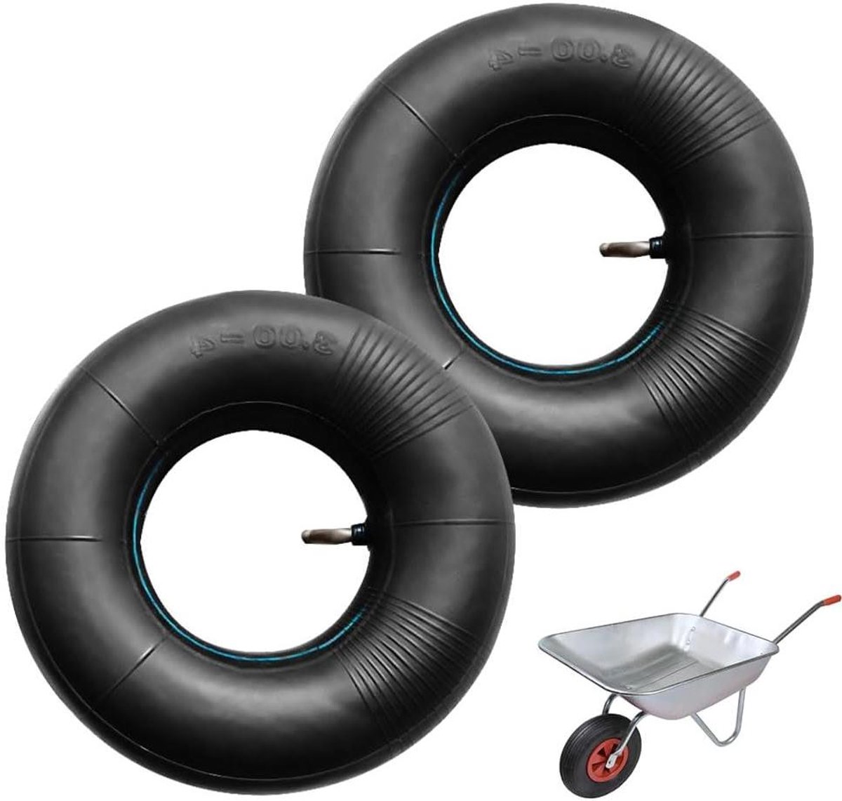 Allecto plus - Luchtband Slang 3.00-4 2 stuks 260 x 85 mm met 90° Hoekventiel voor Steekwagen en Kruiwagen - Accessoires voor Steekwagenwiel en Bolderkar